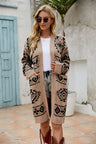 Printed Long Sleeve Cardigan with Pocket king-general-store-5710.myshopify.com