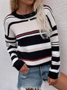 Striped Drop Shoulder Round Neck Pullover Sweater king-general-store-5710.myshopify.com