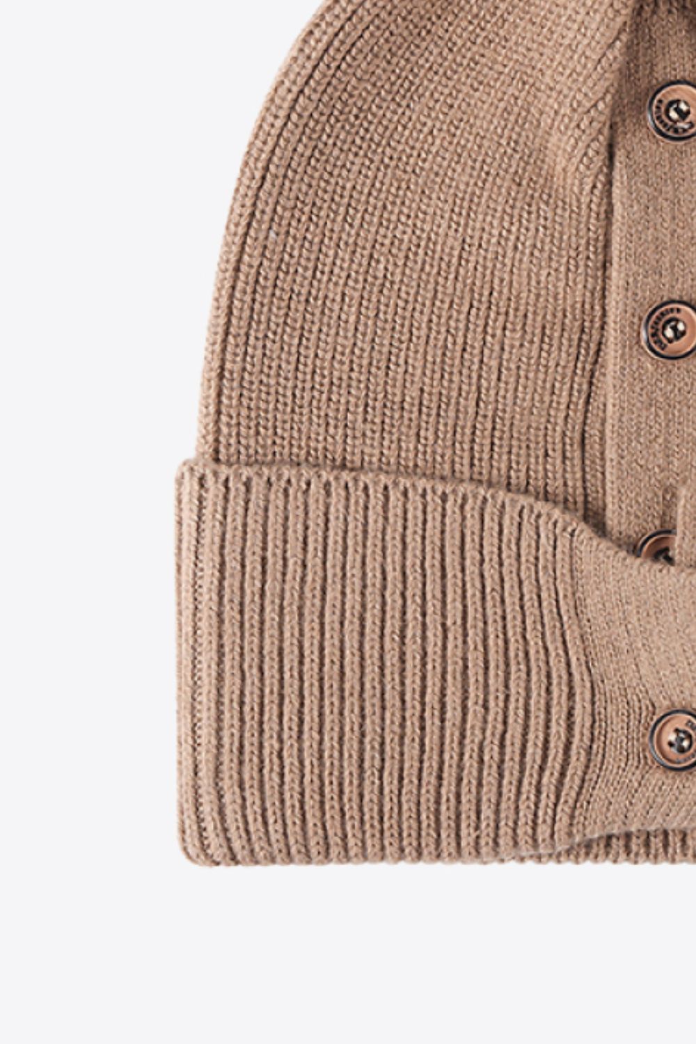 Button Detail Rib-Knit Cuff Beanie king-general-store-5710.myshopify.com