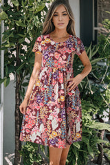 Floral Round Neck Short Sleeve Mini Dress king-general-store-5710.myshopify.com
