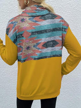 Geometric Drawstring Long-Sleeve Sweatshirt king-general-store-5710.myshopify.com