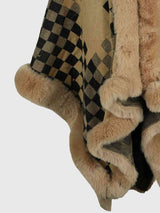 Checkered Faux Fur Trim Poncho king-general-store-5710.myshopify.com