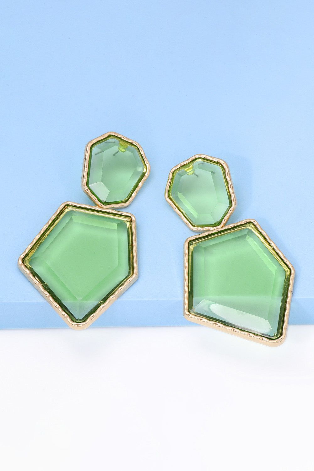 Geometrical Shape Zinc Alloy Frame Resin Dangle Earrings king-general-store-5710.myshopify.com