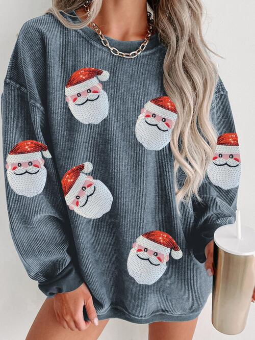 Sequin Santa Patch Ribbed Sweatshirt king-general-store-5710.myshopify.com