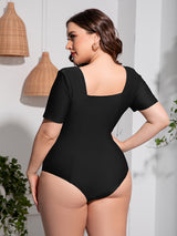 Plus Size Scoop Neck Short Sleeve One-Piece Swimsuit king-general-store-5710.myshopify.com