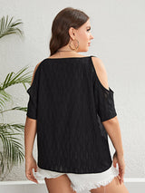 Plus Size Boat Neck Cold-Shoulder Blouse king-general-store-5710.myshopify.com