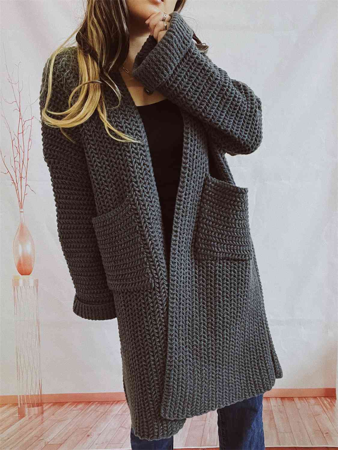 Open Front Long Sleeve Cardigan with Pockets king-general-store-5710.myshopify.com