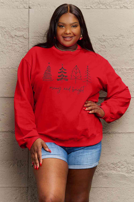 Simply Love Full Size MERRY AND BRIGHT Graphic Sweatshirt king-general-store-5710.myshopify.com