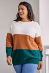 Plus Size Color Block Long Sleeve Sweater king-general-store-5710.myshopify.com