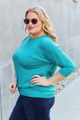 Basic Bae Full Size Round Neck Batwing Sleeve Blouse king-general-store-5710.myshopify.com