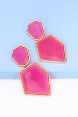 Geometrical Shape Zinc Alloy Frame Resin Dangle Earrings king-general-store-5710.myshopify.com