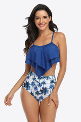 Botanical Print Ruffled Two-Piece Swimsuit king-general-store-5710.myshopify.com