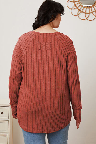Basic Bae Full Size Ribbed Thumbhole Sleeve T-Shirt king-general-store-5710.myshopify.com