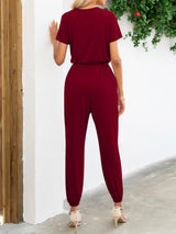 Short Sleeve V-Neck Jumpsuit with Pockets king-general-store-5710.myshopify.com