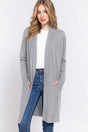 ACTIVE BASIC Open Front Rib Trim Long Sleeve Knit Cardigan king-general-store-5710.myshopify.com