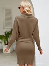 Turtle Neck Long Sleeve Ribbed Sweater Dress king-general-store-5710.myshopify.com