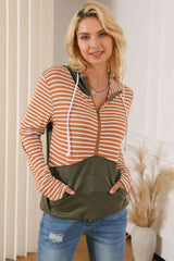 Striped Color Block Drawstring Hoodie king-general-store-5710.myshopify.com