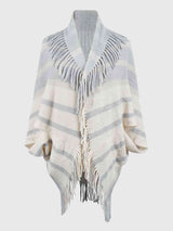 Fringe Detail Open Front Poncho king-general-store-5710.myshopify.com