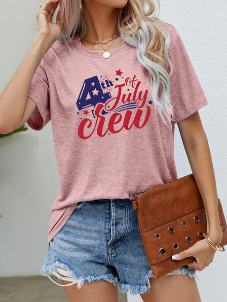 4th OF JULY Graphic Round Neck Tee - Kings Crown Jewel Boutique