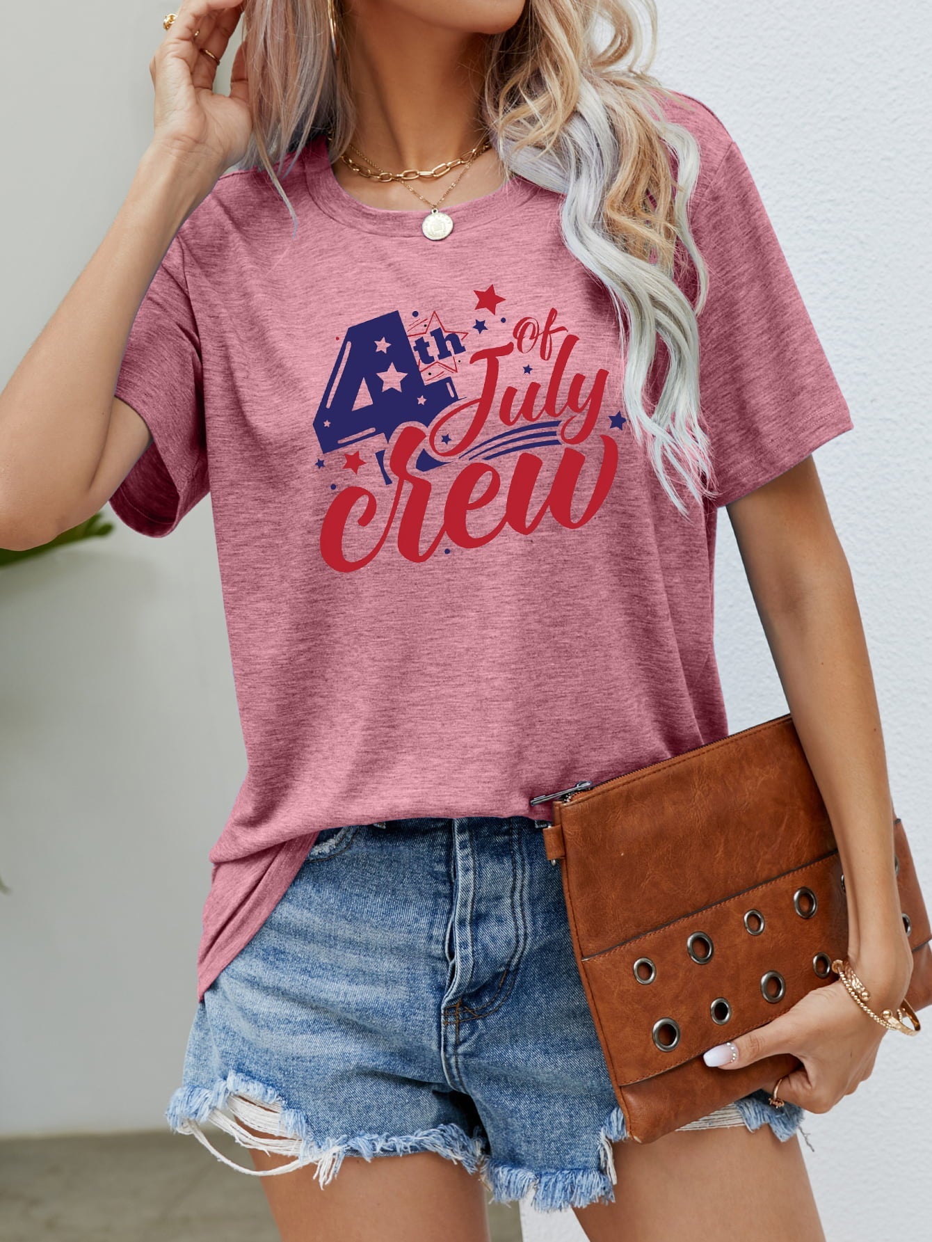 4th OF JULY Graphic Round Neck Tee - Kings Crown Jewel Boutique