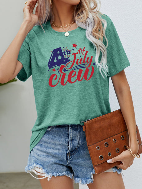 4th OF JULY Graphic Round Neck Tee - Kings Crown Jewel Boutique