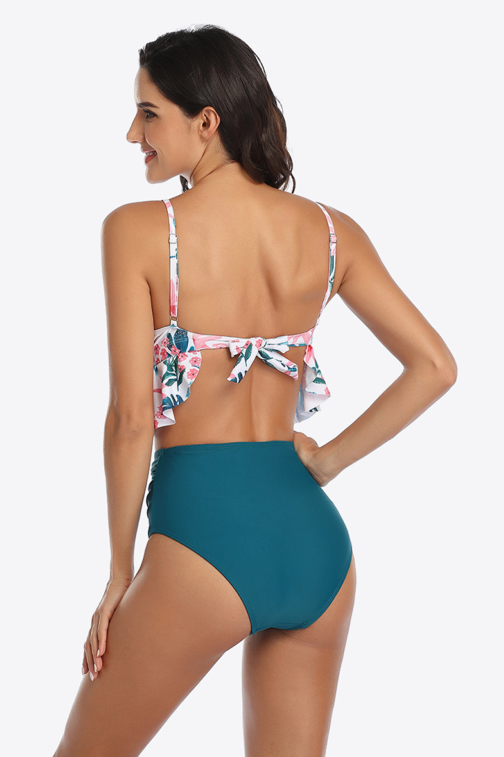 Tropical Print Ruffled Two-Piece Swimsuit king-general-store-5710.myshopify.com