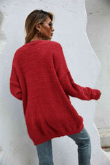 Open Front Openwork Fuzzy Cardigan with Pockets king-general-store-5710.myshopify.com