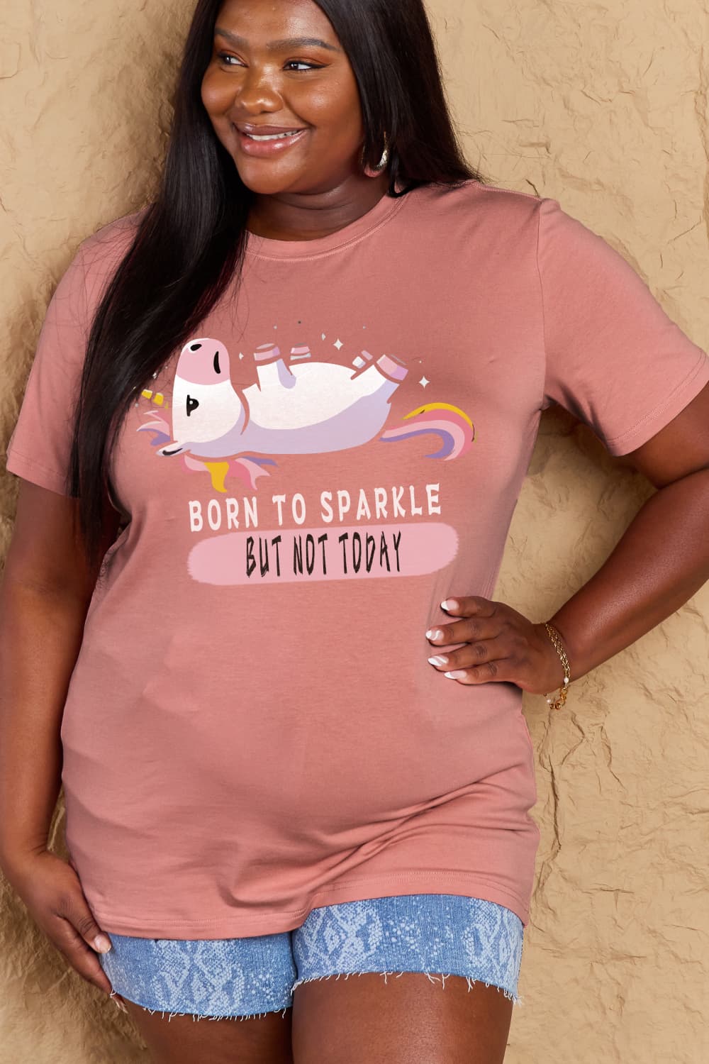 Simply Love Full Size BORN TO SPARKLE BUT NOT TODAY Graphic Cotton Tee king-general-store-5710.myshopify.com