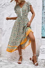 Bohemian V-Neck Flutter Sleeve Dress king-general-store-5710.myshopify.com