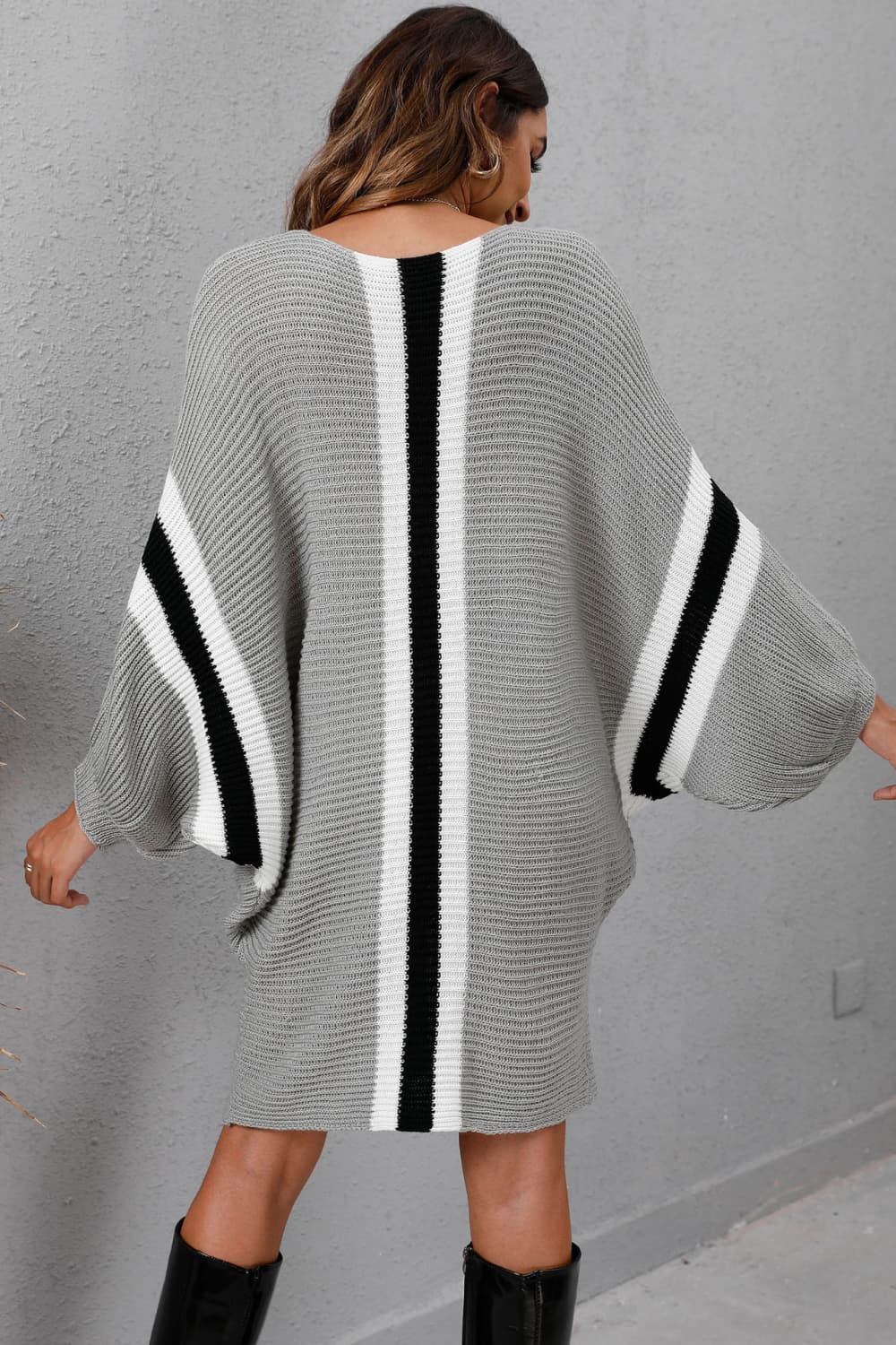 Ribbed Round Neck Long Sleeve Sweater Dress king-general-store-5710.myshopify.com