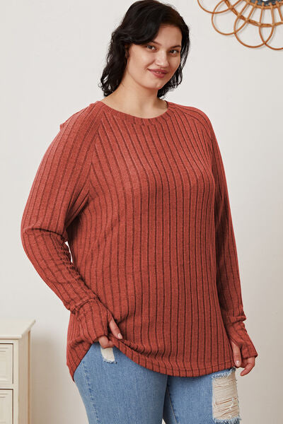 Basic Bae Full Size Ribbed Thumbhole Sleeve T-Shirt king-general-store-5710.myshopify.com