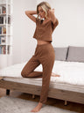 Round Neck Short Sleeve Top and Pants Lounge Set king-general-store-5710.myshopify.com