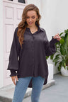 High-Low Collared Neck Lantern Sleeve Shirt king-general-store-5710.myshopify.com