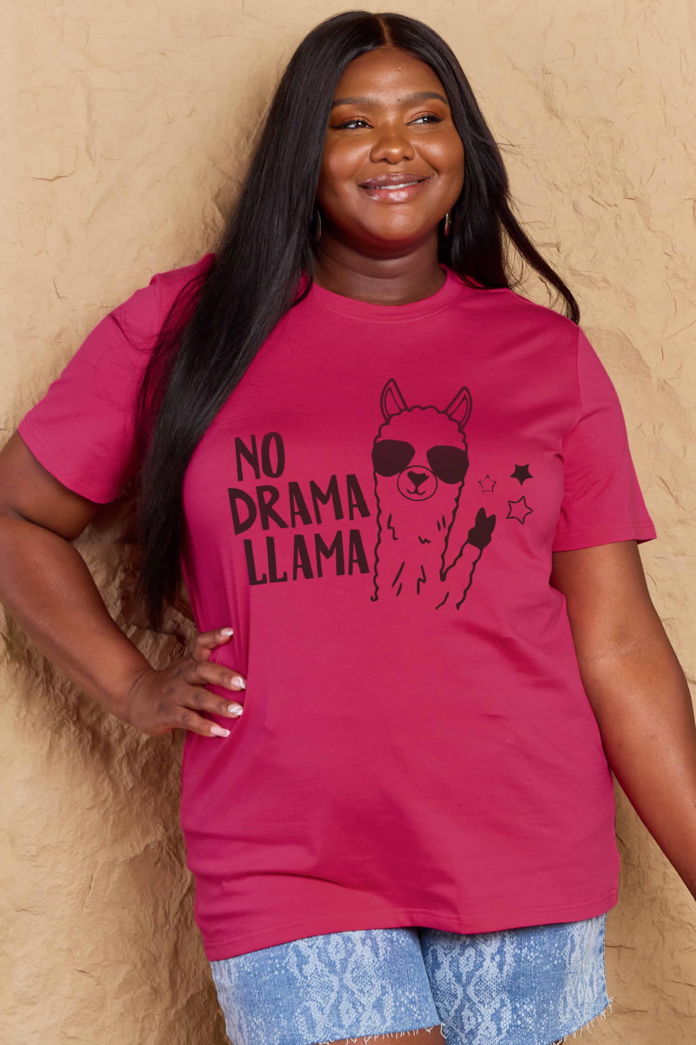 Simply Love Full Size NO DRAMA LLAMA Graphic Cotton Tee king-general-store-5710.myshopify.com