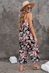 Botanical Print Spaghetti Strap Cropped Jumpsuit king-general-store-5710.myshopify.com