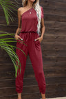 Drawstring Waist One-Shoulder Jumpsuit with Pockets king-general-store-5710.myshopify.com