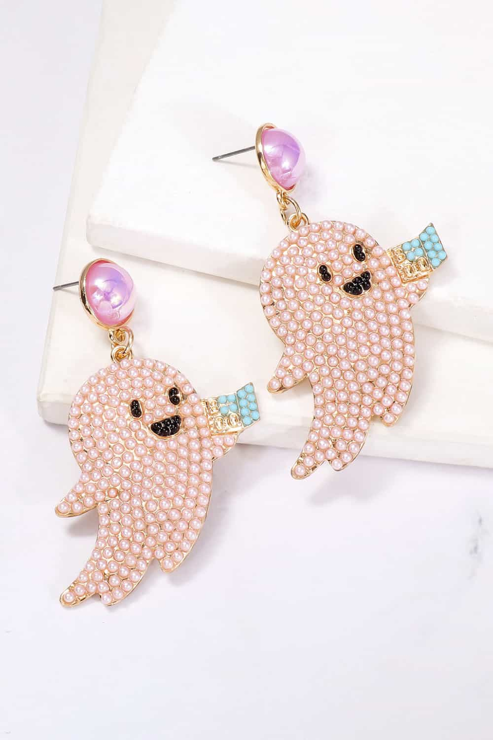 Ghost Shape Synthetic Pearl Dangle Earrings king-general-store-5710.myshopify.com