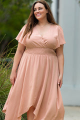 Plus Size Wide Waistband Surplice Neck Flutter Sleeve Midi Dress king-general-store-5710.myshopify.com