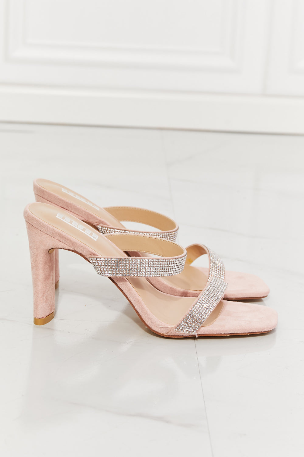 MMShoes Leave A Little Sparkle Rhinestone Block Heel Sandal in Pink king-general-store-5710.myshopify.com