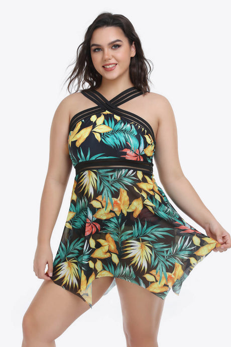 Plus Size Handkerchief-Hem Swim Dress and Bottoms Set king-general-store-5710.myshopify.com