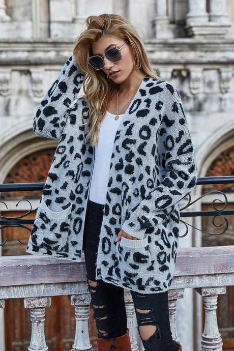 Leopard Longline Cardigan with Pockets king-general-store-5710.myshopify.com