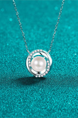 Moissanite Pearl Rhodium-Plated Necklace king-general-store-5710.myshopify.com