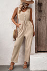 Textured Sleeveless Jumpsuit with Pockets king-general-store-5710.myshopify.com