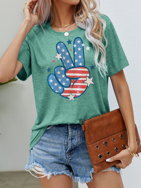 US Flag Peace Sign Hand Graphic Tee king-general-store-5710.myshopify.com