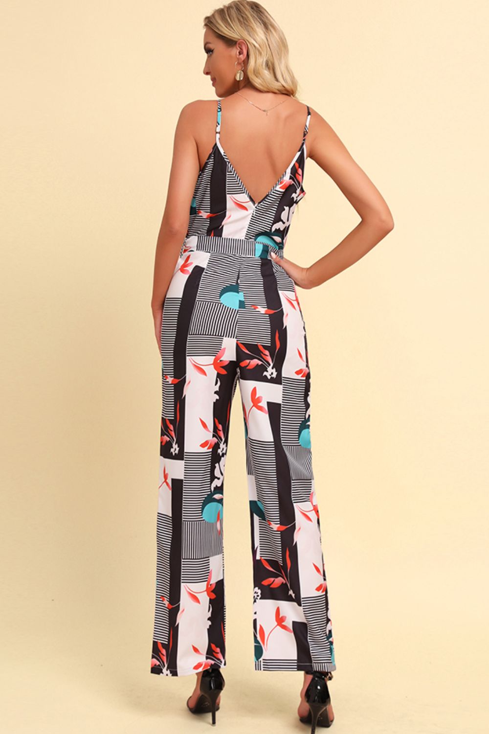 Printed Spaghetti Strap Tied Jumpsuit king-general-store-5710.myshopify.com