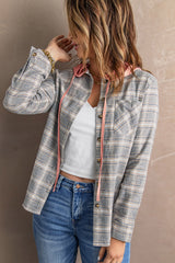 Plaid Drawstring Hooded Shirt Jacket king-general-store-5710.myshopify.com