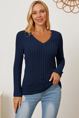 Basic Bae Full Size Ribbed V-Neck Long Sleeve T-Shirt king-general-store-5710.myshopify.com