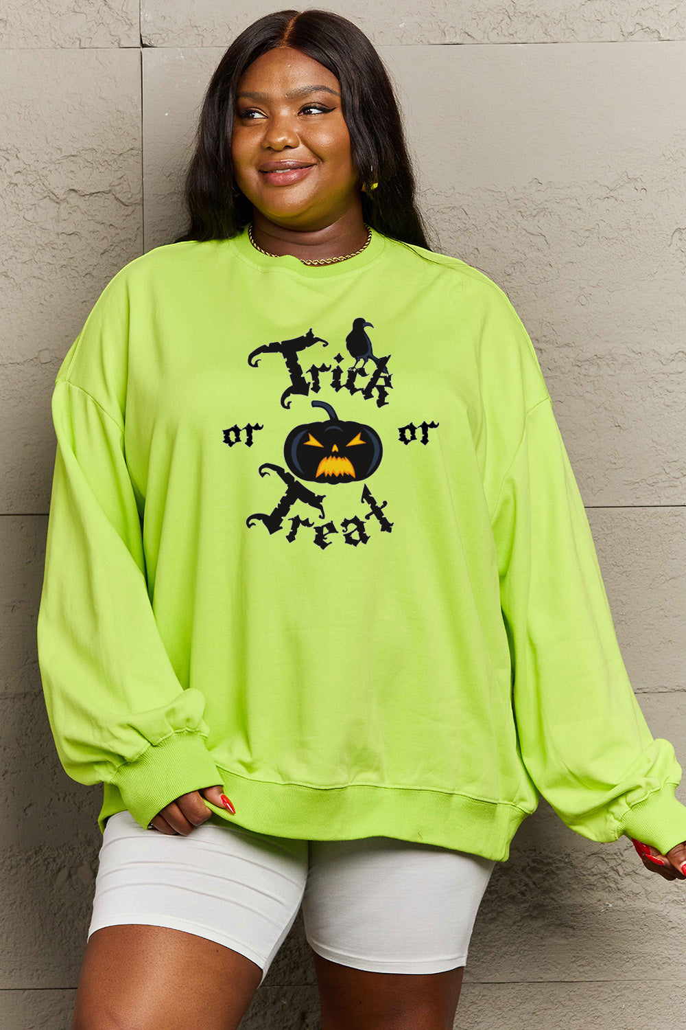 Simply Love Full Size TRICK OR TREAT Graphic Sweatshirt king-general-store-5710.myshopify.com