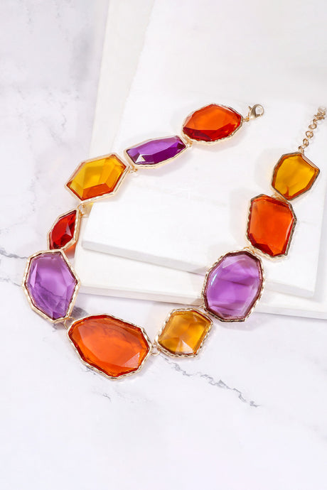 Geometrical Shape Zinc Alloy Frame Resin Necklace king-general-store-5710.myshopify.com