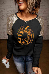 Pumpkin Graphic Sequin T-Shirt king-general-store-5710.myshopify.com